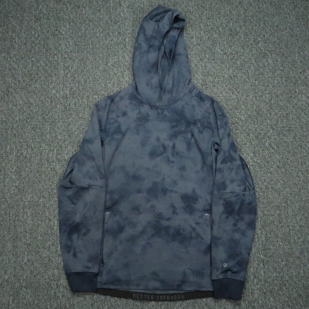 Lululemon Hoodie Mens Small Blue Textured Tech Pullover Long Sleeve Hooded - Picture 1 of 10